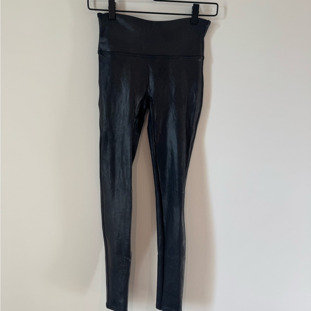 SPANX Black Shaping Faux Leather Leggings